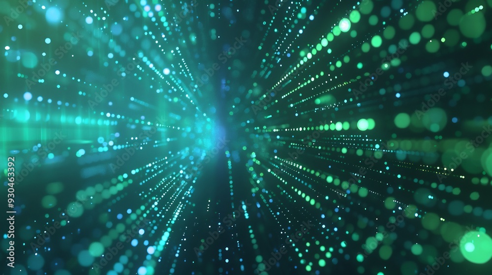 Abstract Green and Blue Bokeh Lights with Radial Pattern