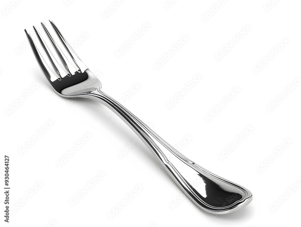 Elegant Silver Fork on a White Background for Dining and Tableware Elegant Silver Fork on a White Background for Dining and Tableware