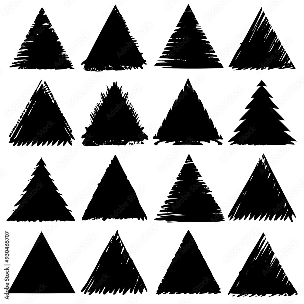 Obraz premium A collection of black triangles arranged on a white background