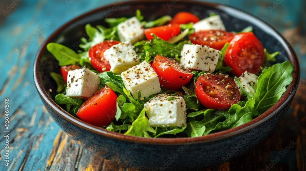 Fresh Salad with Tomatoes and Feta Cheese