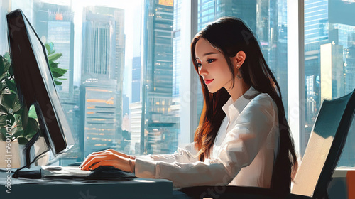 Chinese businesswoman in a trendy office