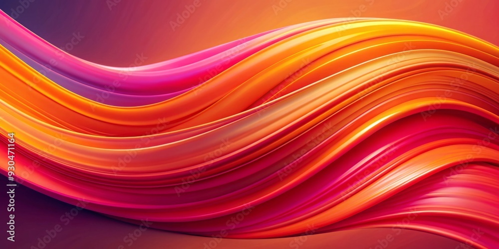 Vibrant abstract painting with orange and pink curved shapes Vibrant abstract painting with orange and pink curved shapes