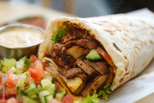 A tasty shawarma served at a restaurant