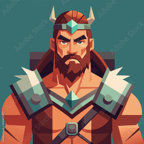cartoon  illustration of barbarian