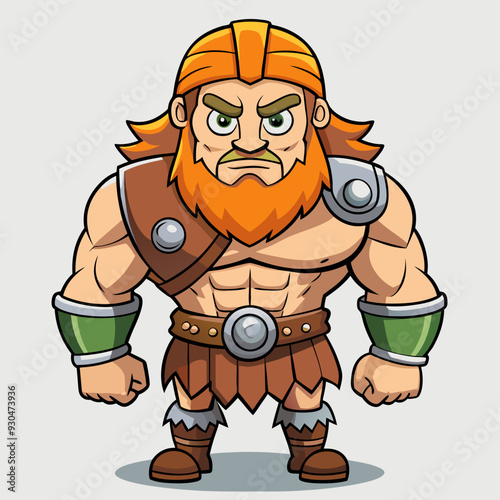 cartoon  illustration of barbarian