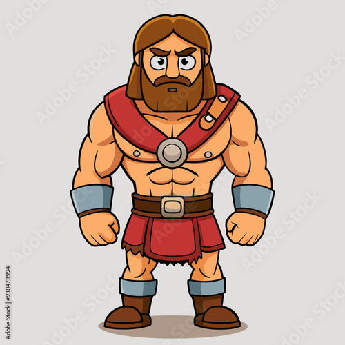 cartoon  illustration of barbarian