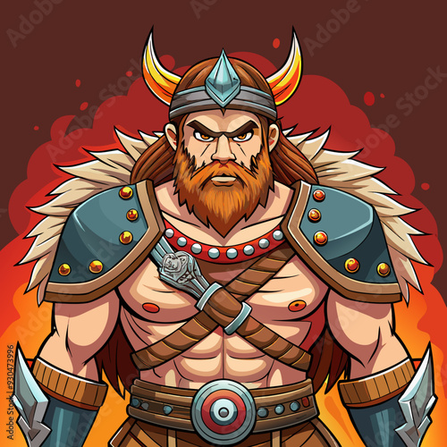 cartoon  illustration of barbarian
