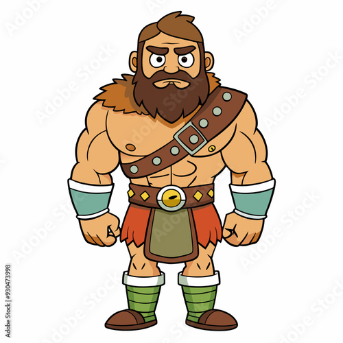 cartoon  illustration of barbarian