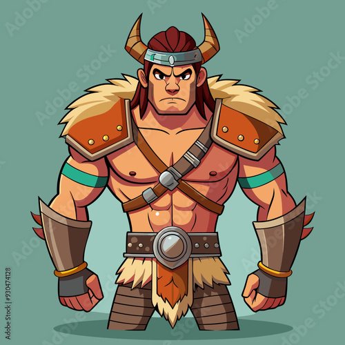 cartoon  illustration of barbarian