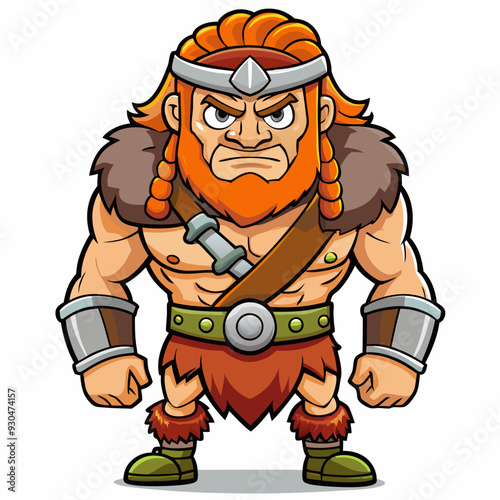 cartoon  illustration of barbarian