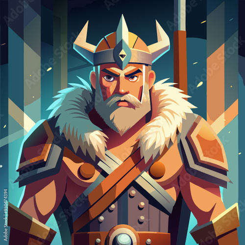 cartoon  illustration of barbarian