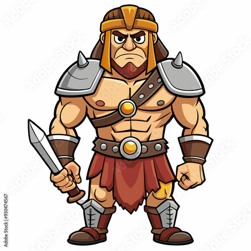 cartoon  illustration of barbarian