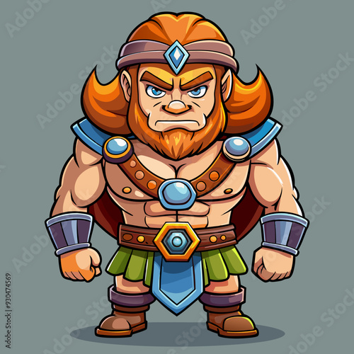 cartoon  illustration of barbarian