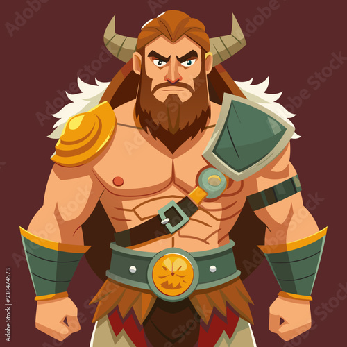 cartoon  illustration of barbarian