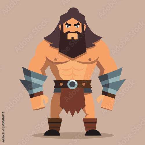 cartoon  illustration of barbarian