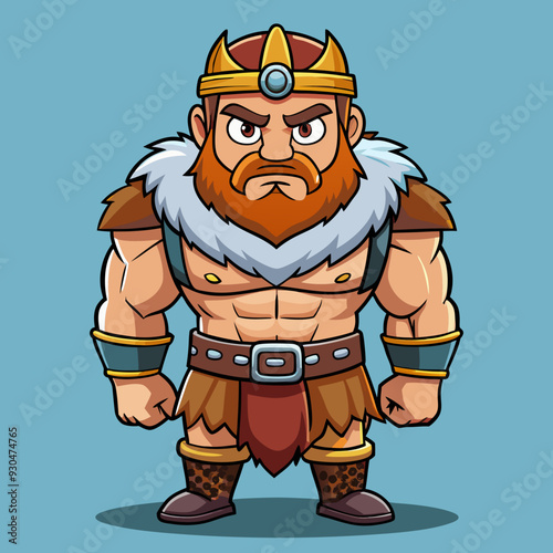 cartoon  illustration of barbarian