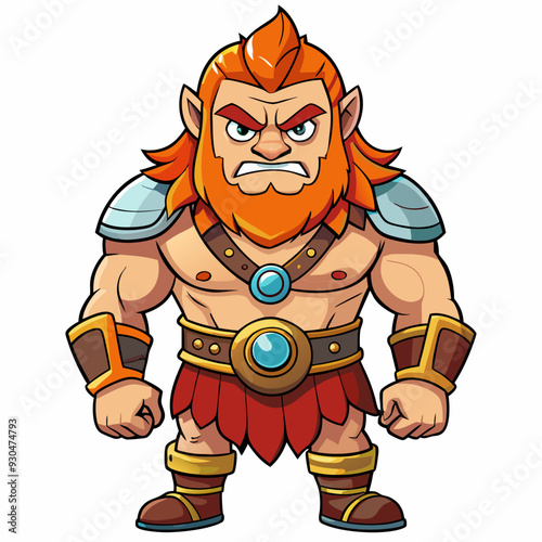 cartoon  illustration of barbarian