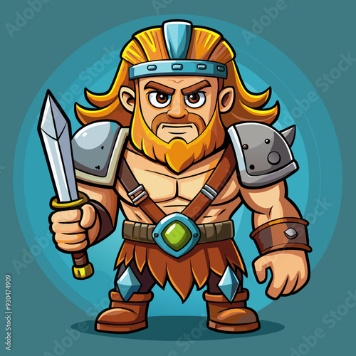 cartoon  illustration of barbarian