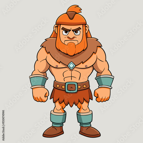 cartoon  illustration of barbarian