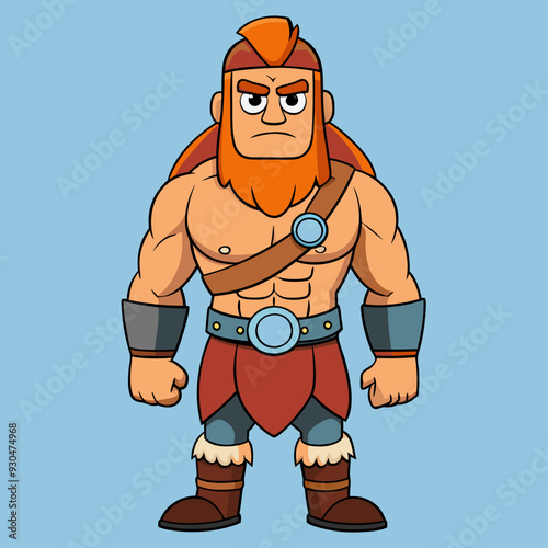 cartoon  illustration of barbarian