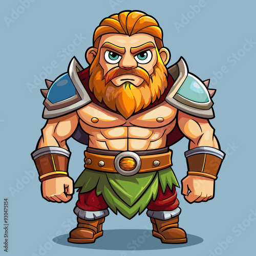 cartoon  illustration of barbarian