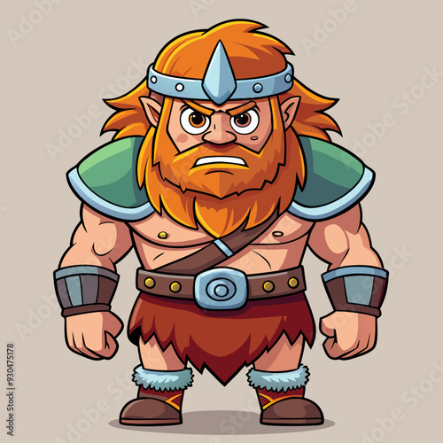 cartoon  illustration of barbarian