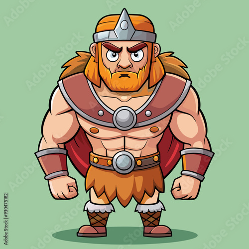cartoon  illustration of barbarian