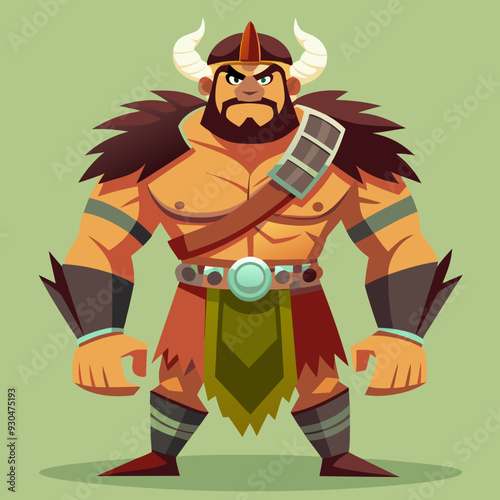 cartoon  illustration of barbarian