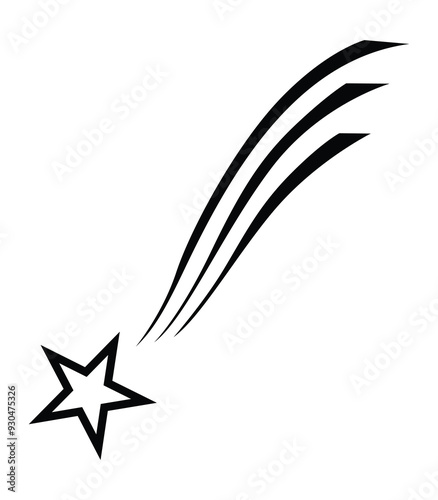Shooting star icon. Falling meteorite or comet. Comet tail or star trail vector illustration isolated on white background