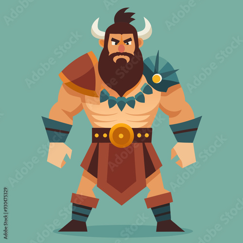 cartoon  illustration of barbarian