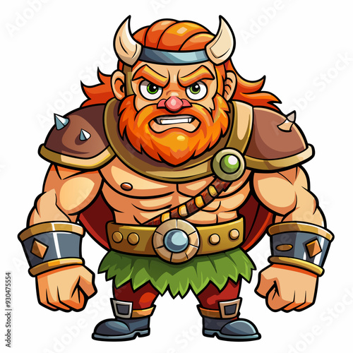 cartoon  illustration of barbarian