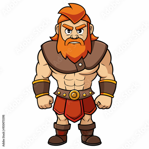 cartoon  illustration of barbarian