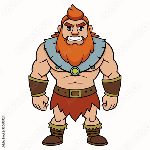 cartoon  illustration of barbarian
