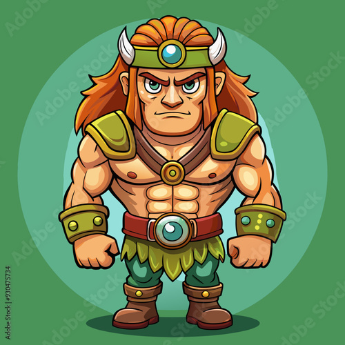 cartoon  illustration of barbarian