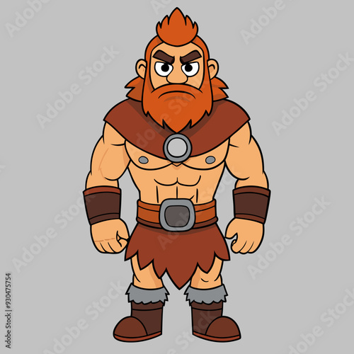 cartoon  illustration of barbarian