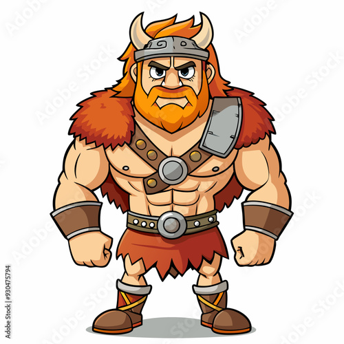 cartoon  illustration of barbarian