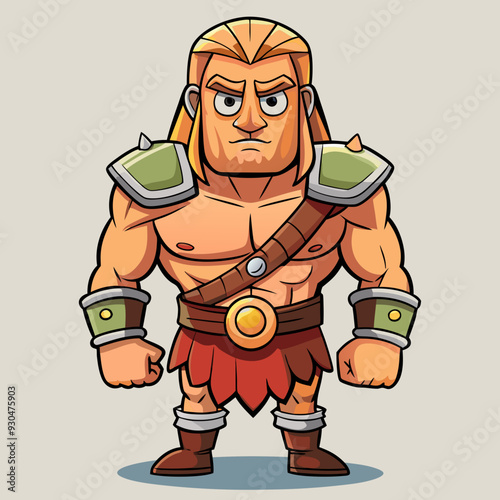 cartoon  illustration of barbarian