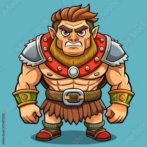 cartoon  illustration of barbarian