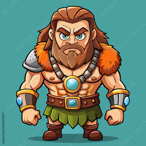 cartoon  illustration of barbarian