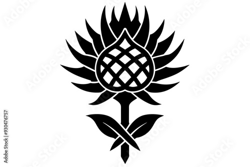 Scottish thistle vector art in celtic style vector art illustration  photo