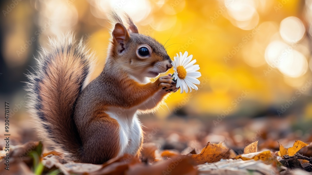 A squirrel sniffing flower. It smell great A squirrel sniffing flower. It smell great