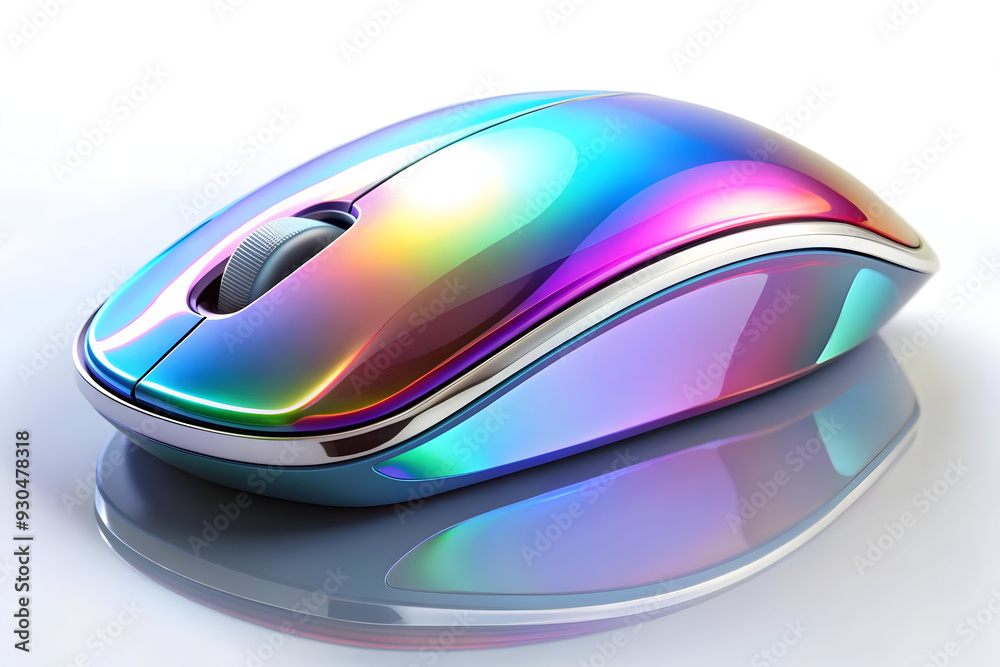 Holographic Mouse with Glowing Scroll Wheel on Glossy White Surface - Modern Computer Technology and User Interface Design Concept Holographic Mouse with Glowing Scroll Wheel on Glossy White Surface - Modern Computer Technology and User Interface Design Concept
