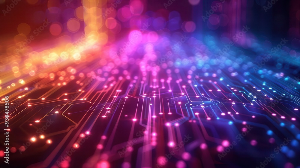 Abstract digital background with vibrant colors and glowing lines representing data flow and technology. Abstract digital background with vibrant colors and glowing lines representing data flow and technology.