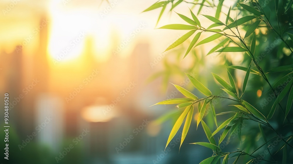 Sunrise through Bamboo Leaves Sunrise through Bamboo Leaves