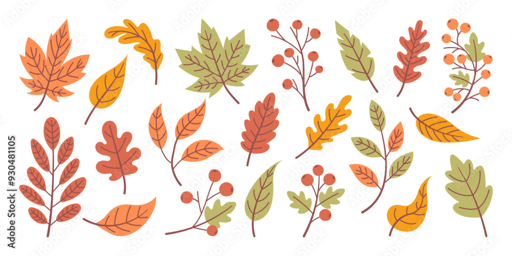 Hand Drawn Autumn Leaves Set Hand Drawn Autumn Leaves Set