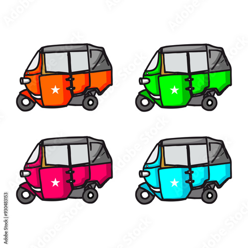 set of transport icons of bemo colourfull