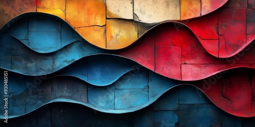 Fototapeta Naklejka Na Ścianę i Meble -  Bold Blue and Red Graffiti with Layered Depth and Shadows, generative ai