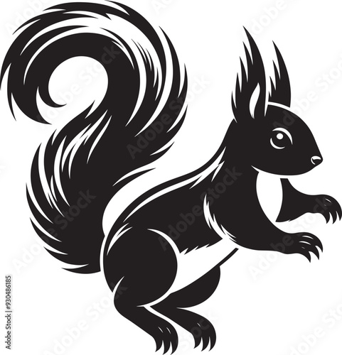 Wallpaper Mural Vector illustration of Squirrel Silhouette isolated on white background Torontodigital.ca