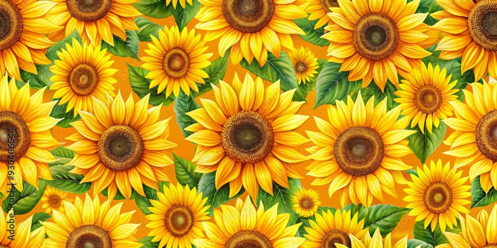 Vibrant summer sunflowers seamless pattern with yellow flowers perfect for summer designs Vibrant summer sunflowers seamless pattern with yellow flowers perfect for summer designs