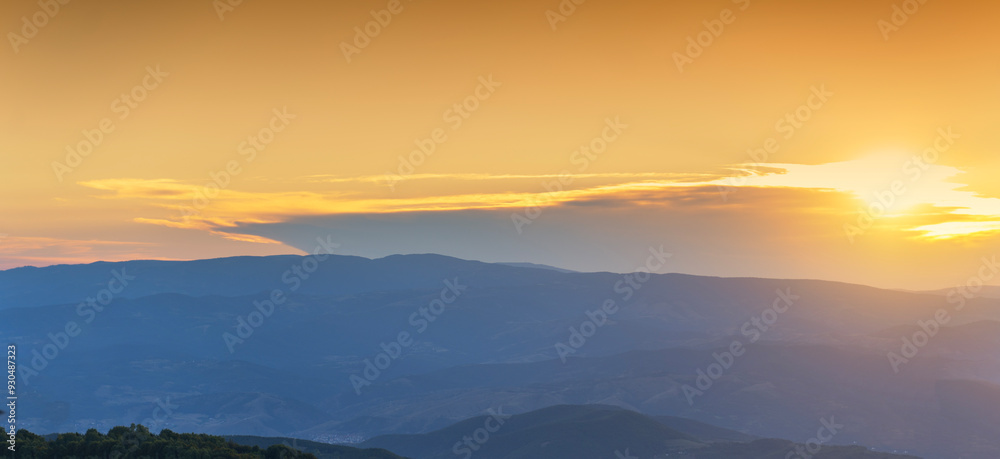 Sunset over the misty mountains Sunset over the misty mountains